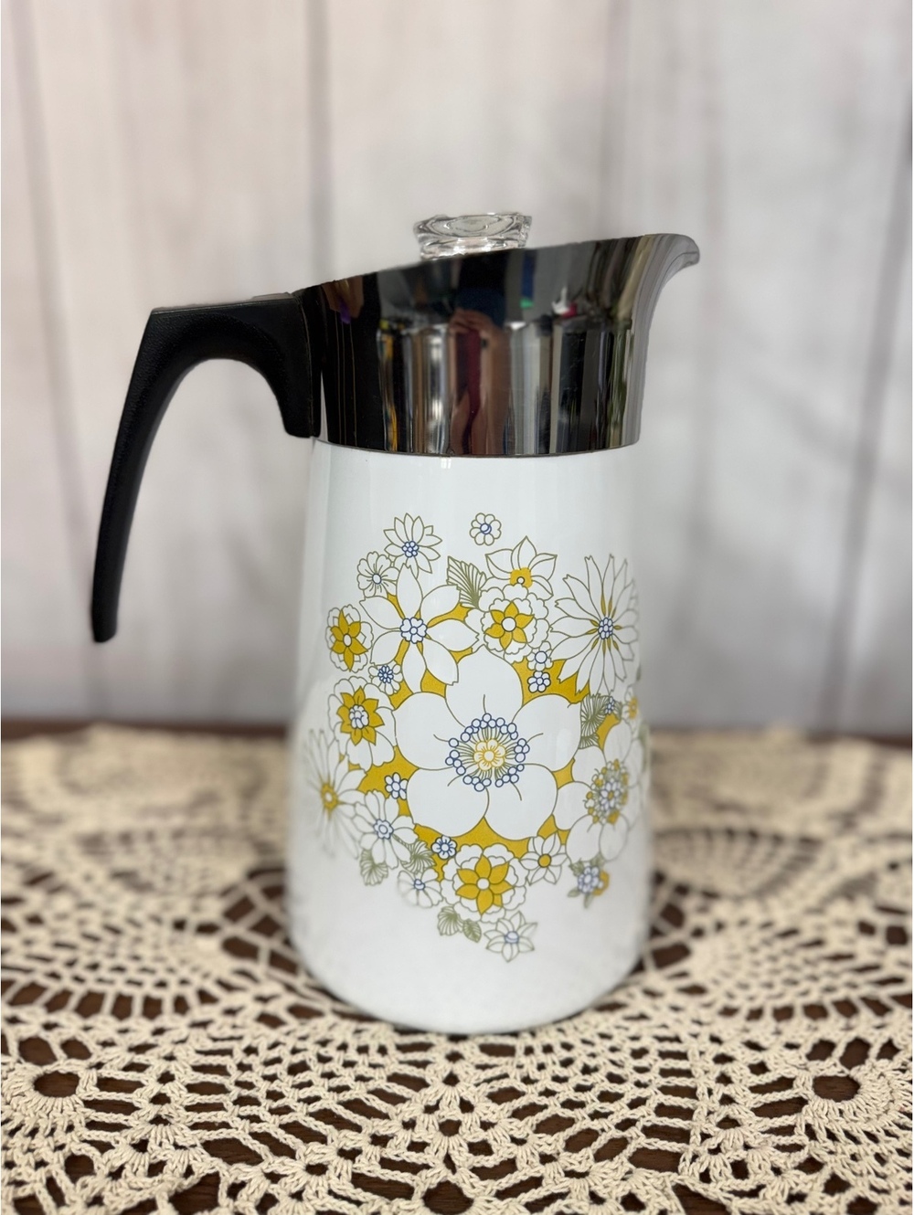 Corning Ware Floral Bouquet 9 Cup Percolator Complete 1970s Coffee Pot